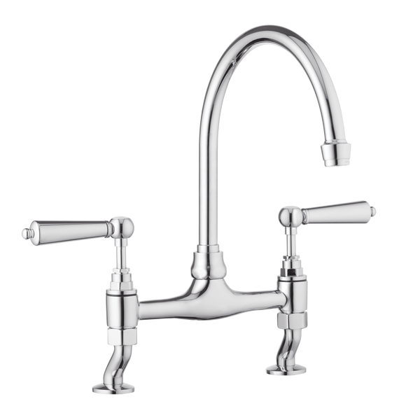 Traditional Kitchen Mixer Tap - Porcelain Levers Chrome / Porcelain