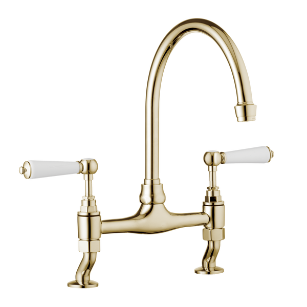 Traditional Kitchen Mixer Tap - Porcelain Levers Chrome / Porcelain