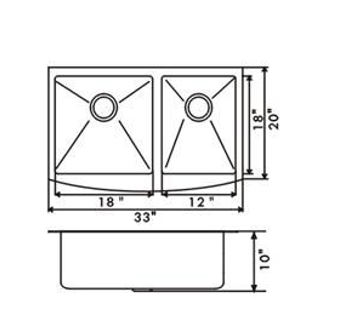 Stainless Steel Double Butler Offset Sink