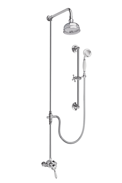 Heritage Shower System Arm Rose Diverter & Flexible Kit - Metal Lever