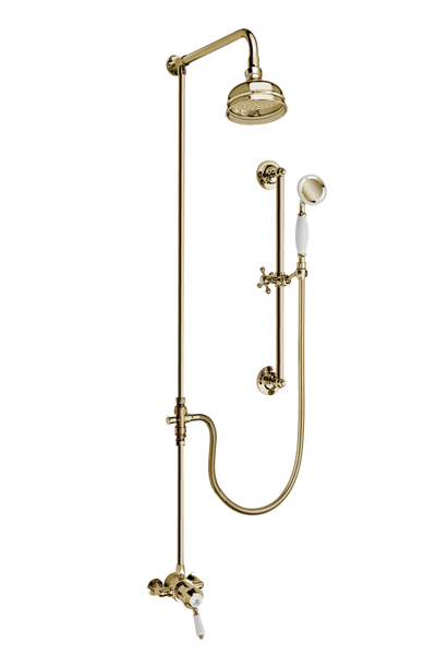 Heritage Shower System Arm Rose Diverter & Flexible Kit - Metal Lever